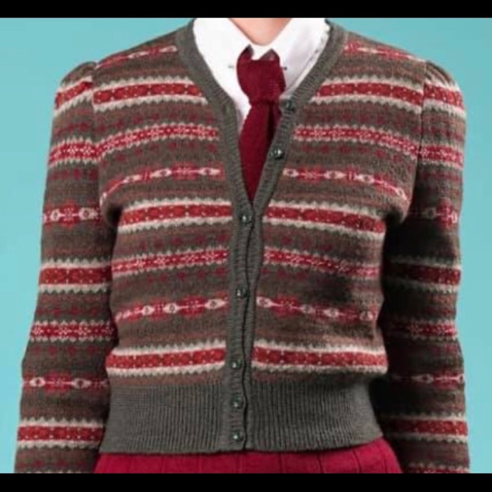Fair isle knit wool cardigan